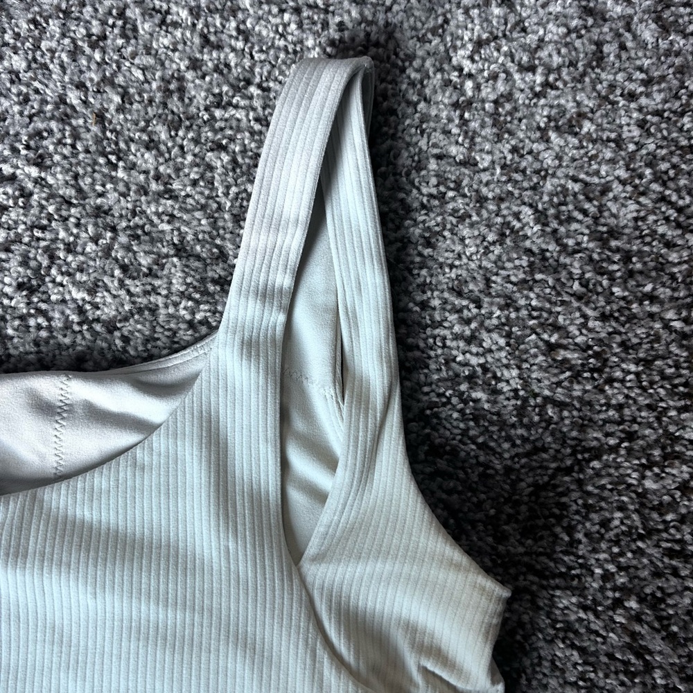 One-Shoulder White Ribbed Top - Picture 5 of 5